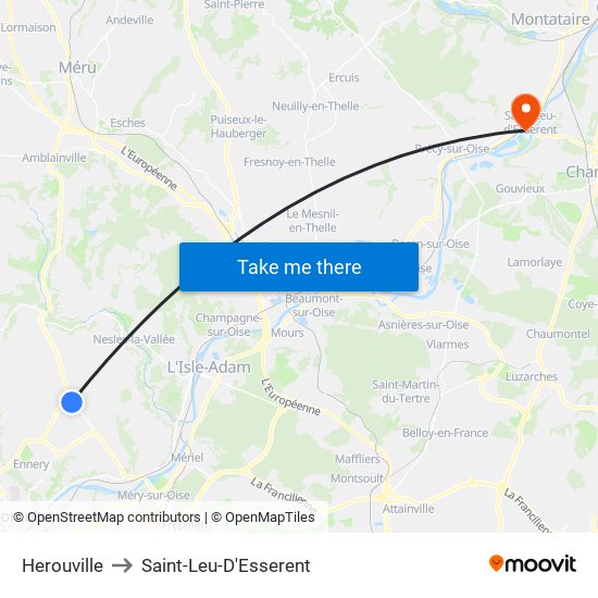 Herouville to Saint-Leu-D'Esserent map