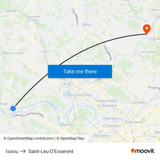 Issou to Saint-Leu-D'Esserent map