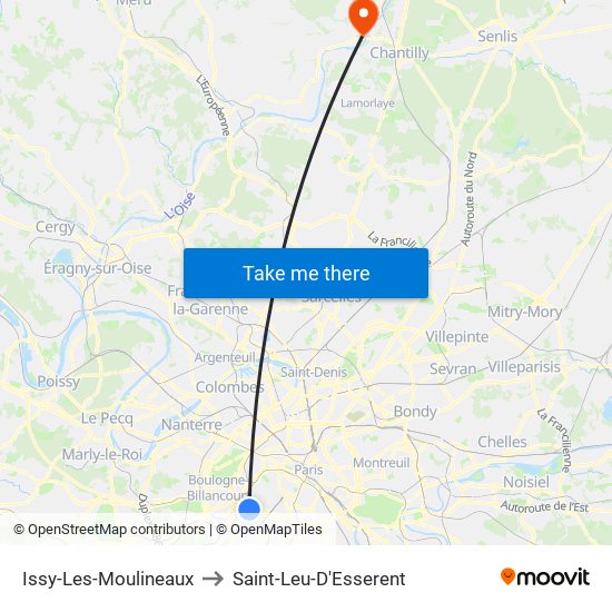 Issy-Les-Moulineaux to Saint-Leu-D'Esserent map