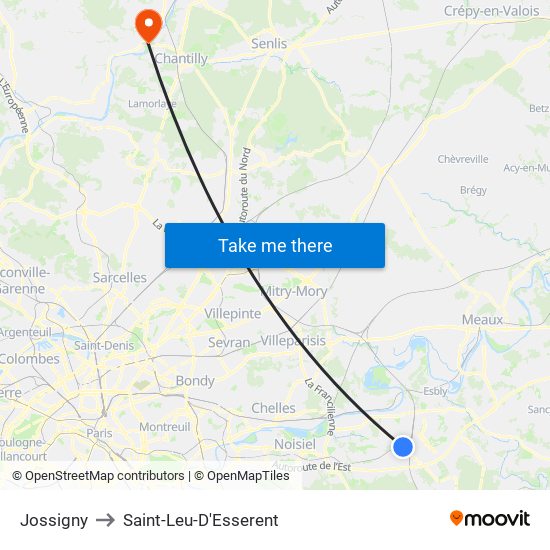 Jossigny to Saint-Leu-D'Esserent map