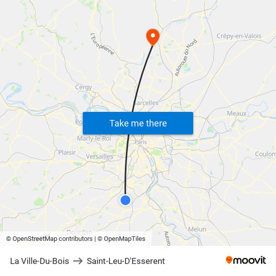 La Ville-Du-Bois to Saint-Leu-D'Esserent map
