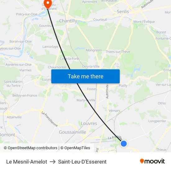 Le Mesnil-Amelot to Saint-Leu-D'Esserent map