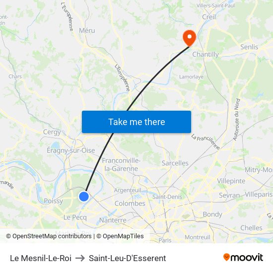 Le Mesnil-Le-Roi to Saint-Leu-D'Esserent map