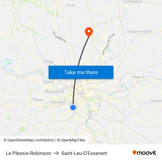 Le Plessis-Robinson to Saint-Leu-D'Esserent map