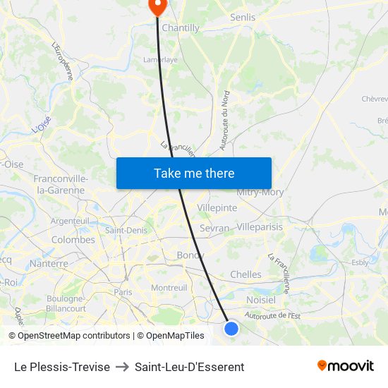 Le Plessis-Trevise to Saint-Leu-D'Esserent map