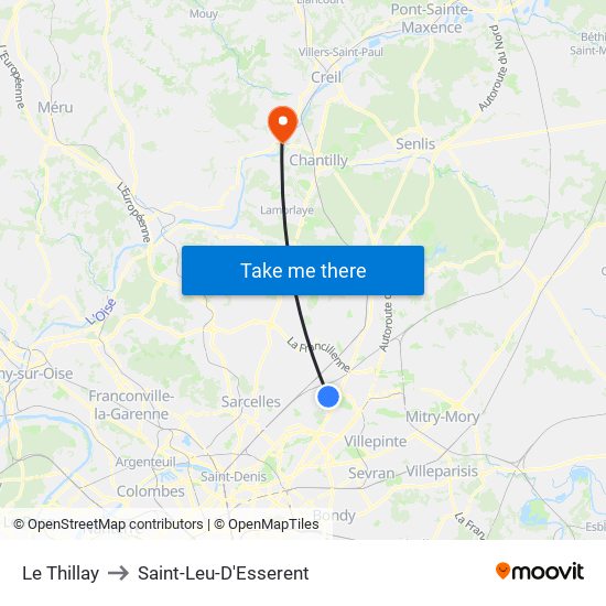 Le Thillay to Saint-Leu-D'Esserent map