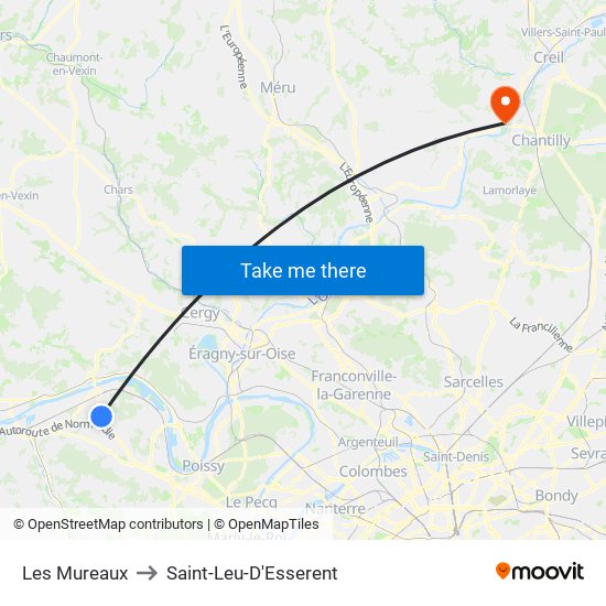 Les Mureaux to Saint-Leu-D'Esserent map