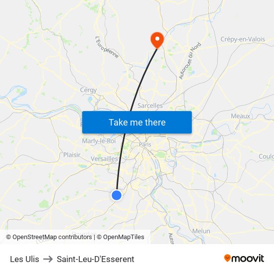 Les Ulis to Saint-Leu-D'Esserent map