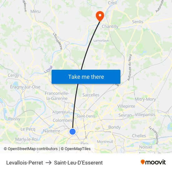 Levallois-Perret to Saint-Leu-D'Esserent map