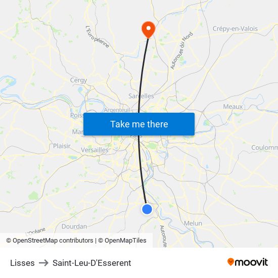 Lisses to Saint-Leu-D'Esserent map