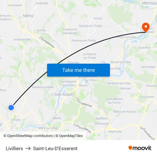 Livilliers to Saint-Leu-D'Esserent map