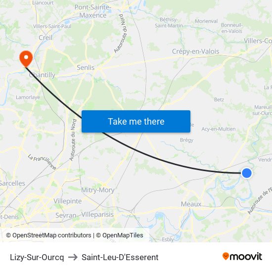 Lizy-Sur-Ourcq to Saint-Leu-D'Esserent map