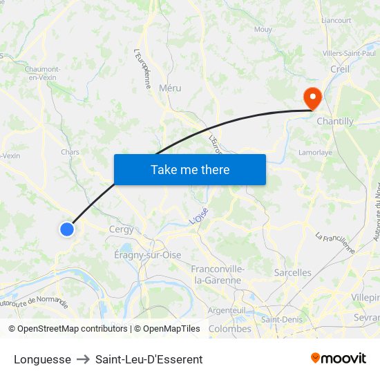Longuesse to Saint-Leu-D'Esserent map