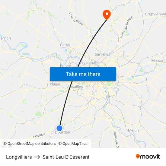 Longvilliers to Saint-Leu-D'Esserent map