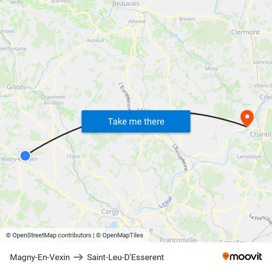 Magny-En-Vexin to Saint-Leu-D'Esserent map
