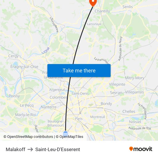 Malakoff to Saint-Leu-D'Esserent map