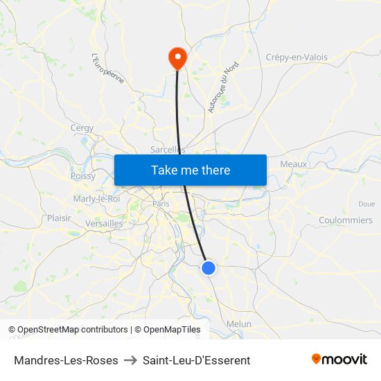 Mandres-Les-Roses to Saint-Leu-D'Esserent map