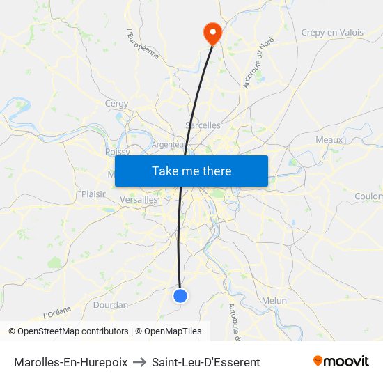 Marolles-En-Hurepoix to Saint-Leu-D'Esserent map