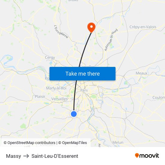 Massy to Saint-Leu-D'Esserent map