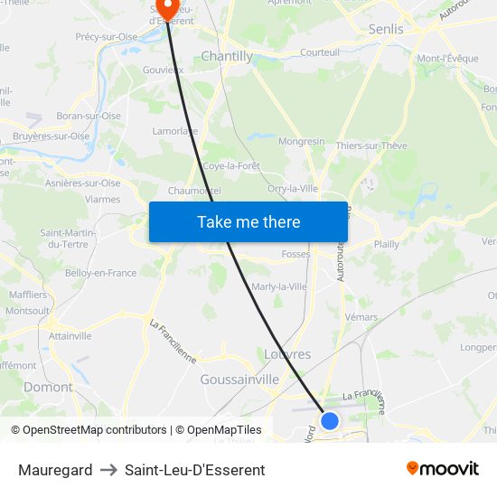 Mauregard to Saint-Leu-D'Esserent map