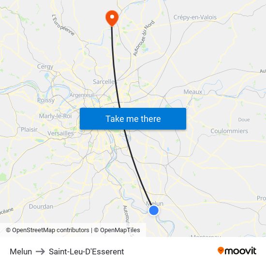 Melun to Saint-Leu-D'Esserent map