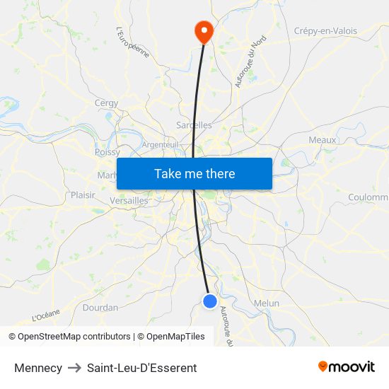 Mennecy to Saint-Leu-D'Esserent map