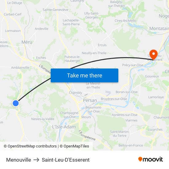 Menouville to Saint-Leu-D'Esserent map