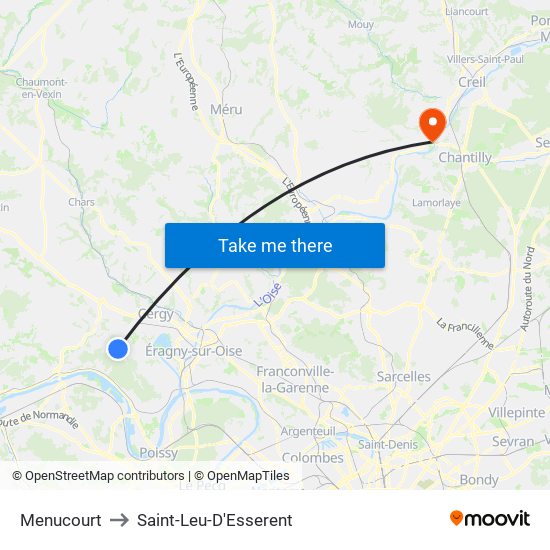 Menucourt to Saint-Leu-D'Esserent map