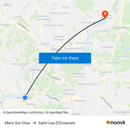 Mery-Sur-Oise to Saint-Leu-D'Esserent map