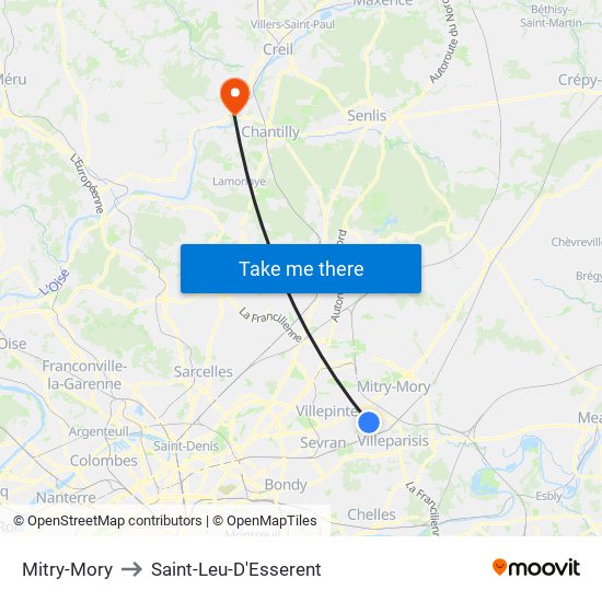 Mitry-Mory to Saint-Leu-D'Esserent map