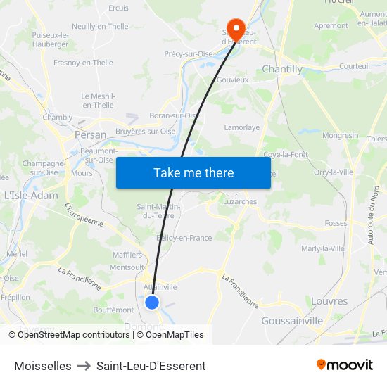 Moisselles to Saint-Leu-D'Esserent map