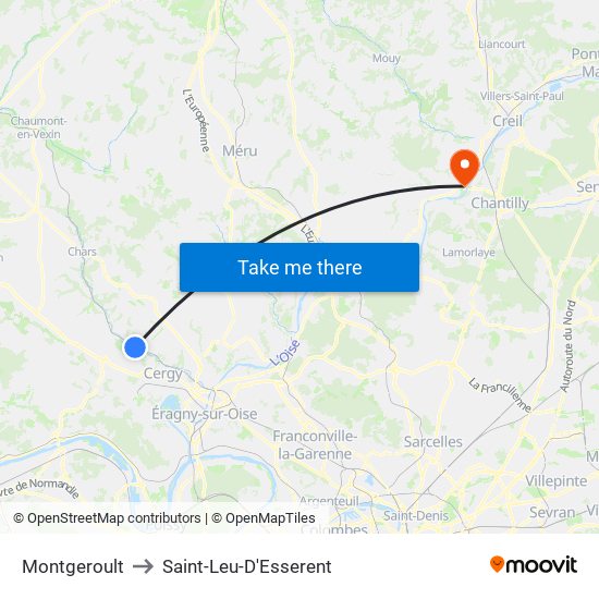 Montgeroult to Saint-Leu-D'Esserent map