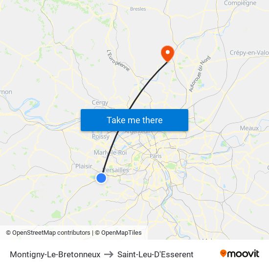 Montigny-Le-Bretonneux to Saint-Leu-D'Esserent map