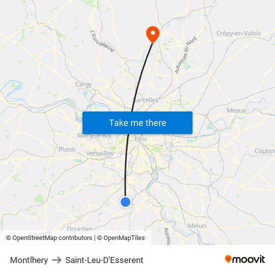 Montlhery to Saint-Leu-D'Esserent map