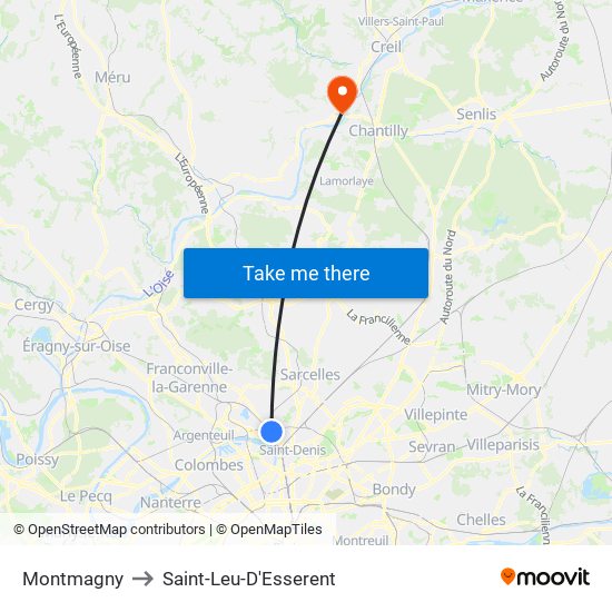 Montmagny to Saint-Leu-D'Esserent map