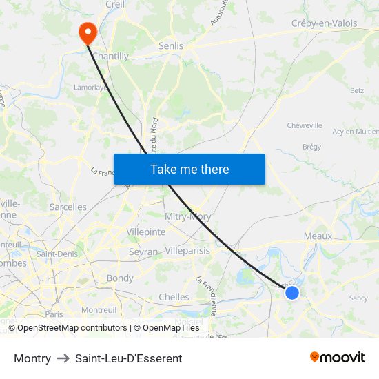 Montry to Saint-Leu-D'Esserent map