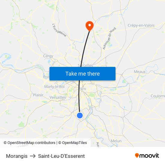 Morangis to Saint-Leu-D'Esserent map