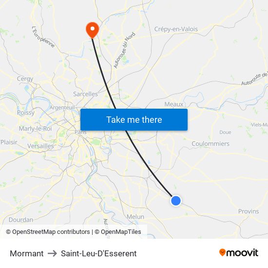Mormant to Saint-Leu-D'Esserent map
