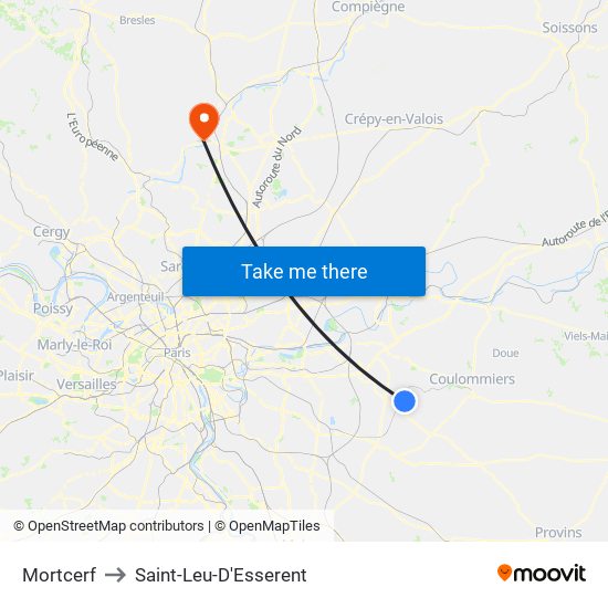 Mortcerf to Saint-Leu-D'Esserent map