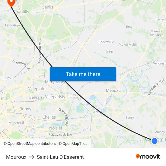 Mouroux to Saint-Leu-D'Esserent map