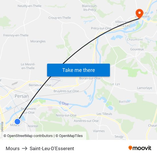 Mours to Saint-Leu-D'Esserent map