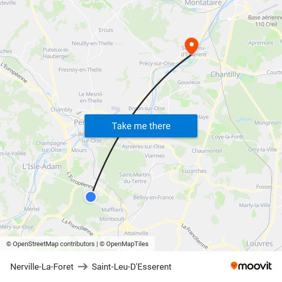 Nerville-La-Foret to Saint-Leu-D'Esserent map