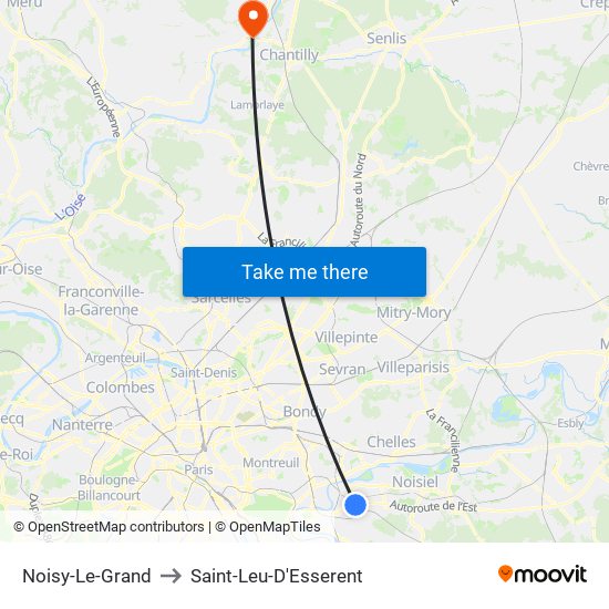 Noisy-Le-Grand to Saint-Leu-D'Esserent map