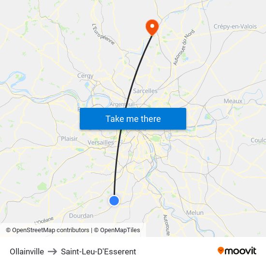 Ollainville to Saint-Leu-D'Esserent map