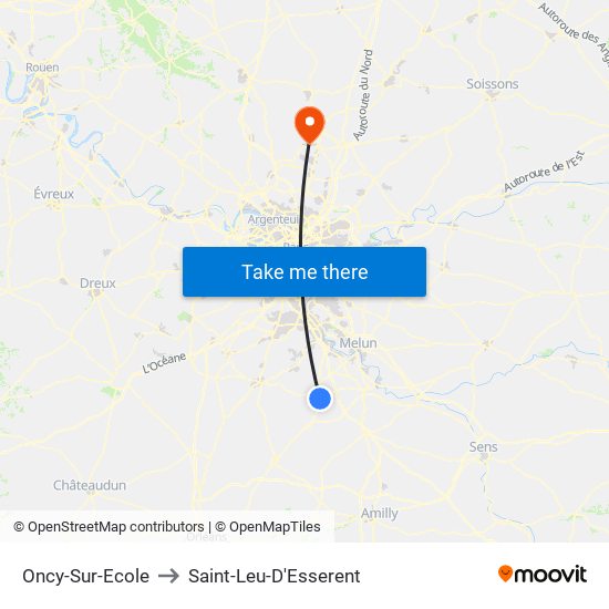 Oncy-Sur-Ecole to Saint-Leu-D'Esserent map