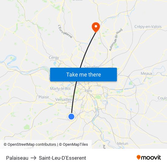 Palaiseau to Saint-Leu-D'Esserent map