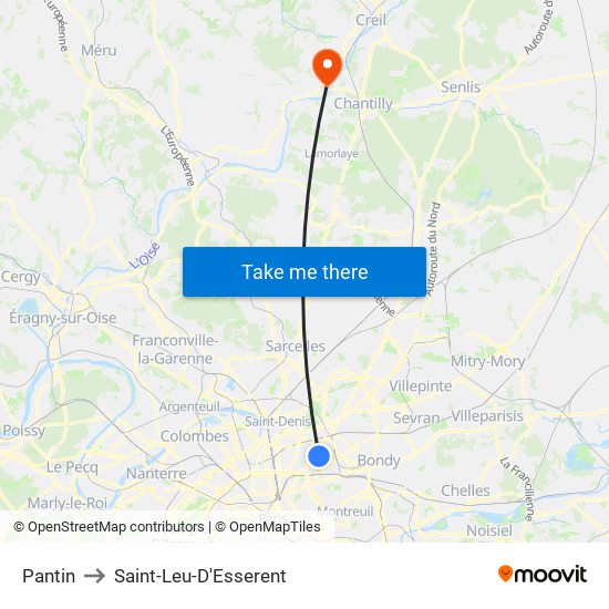 Pantin to Saint-Leu-D'Esserent map