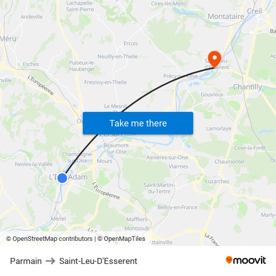 Parmain to Saint-Leu-D'Esserent map