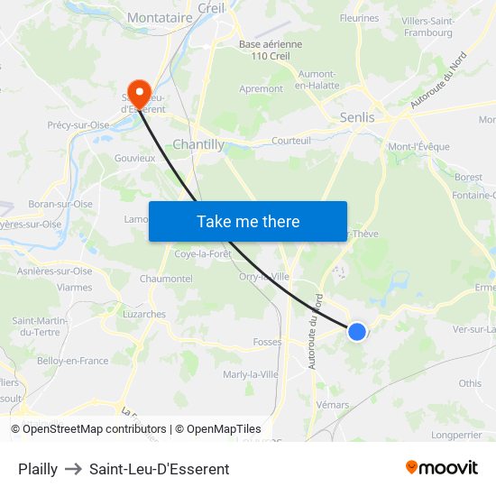 Plailly to Saint-Leu-D'Esserent map