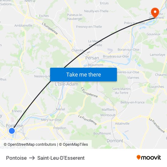 Pontoise to Saint-Leu-D'Esserent map
